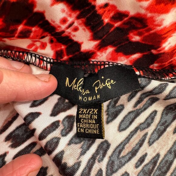 Melissa Paige Woman's Leopard Print Maxi Skirt 2X Polyester Spandex Blend - Picture 3 of 7